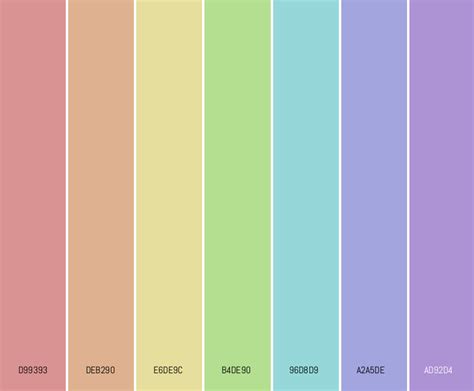 Elegant Pastels Rainbow Pastel Color Palettes