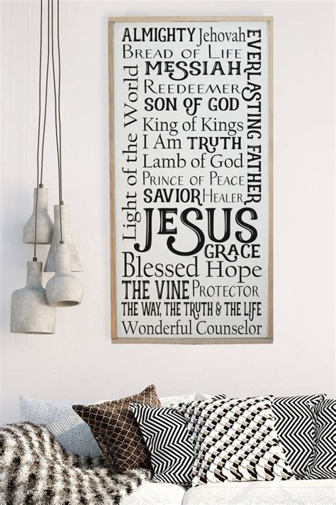 Names Of Jesus Framed Wood Sign Inspirational Sign Names Of God Wall