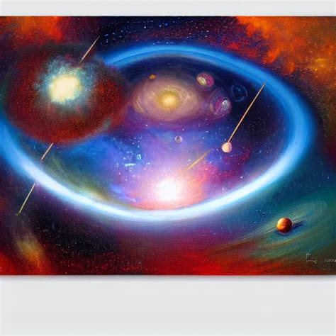 Beautiful Aesthetic Oil Painting Of Two Planets Stable Diffusion