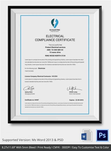 Certificate Of Compliance Template 12 Word PDF PSD AI InDesign