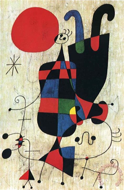 Joan Miro Figures And Dog in Front of The Sun painting - Figures And ...