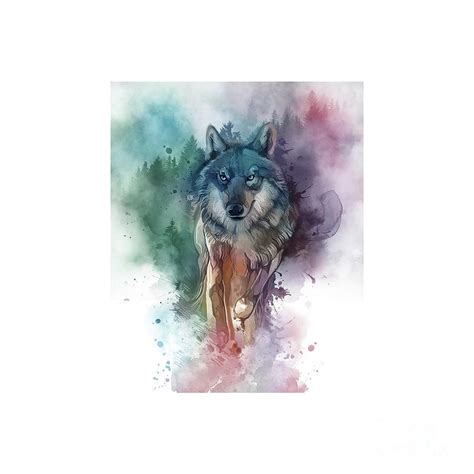 Running Wolf Watercolor Drawing By Alison H Gros Pixels