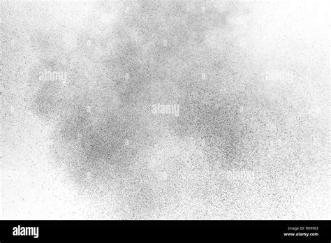 Black Particles Explosion Isolated On White Background Abstract Dust