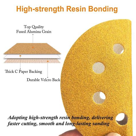 Pack Inch Sanding Discs Hole Hook Loop For Orbital Sander Paper