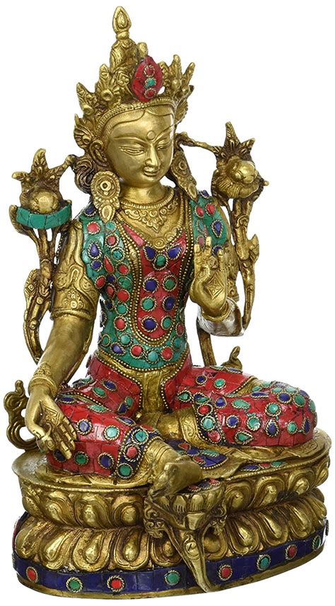 Goddess Green Tara Tibetan Buddhist Deity In Brass Handmade