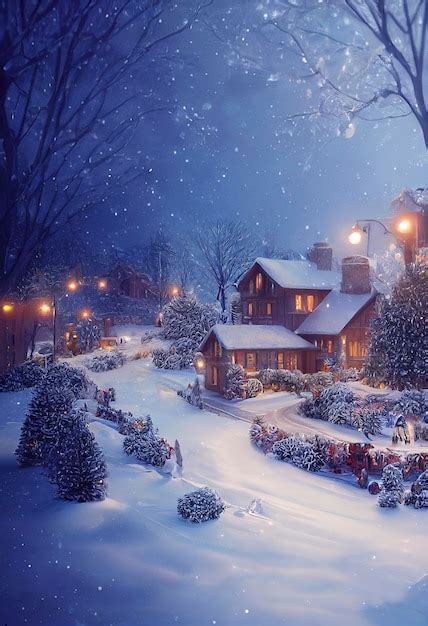 Premium Photo A Beautiful Christmas Village In The Mountains Winter