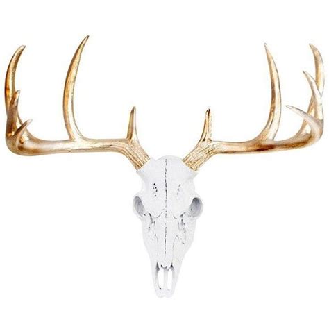White And Metallic Gold Faux Antlers Mini Deer Skull By Wall Charmers