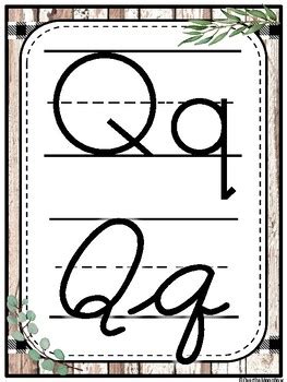 Fresh Farmhouse Print Cursive Alphabet Poster Set Handwriting Wood