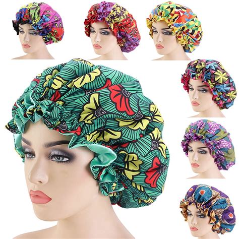 Spring Park African Satin Lined Bonnets Print Pattern Cap Fabric Turban