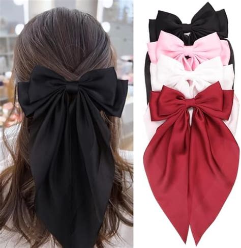 Amazon Wllhyf Big Bow Barrettes Pieces Soft Silky Satin Hair