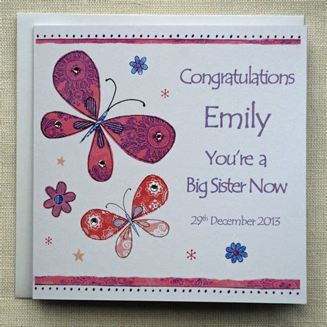 Personalised Handmade Congratulations Youre A Big Sister Now Girls