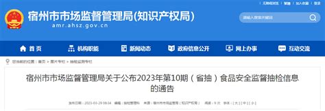 安徽省宿州市市场监管局公布2023年第10期（省抽）食品安全监督抽检信息手机新浪网