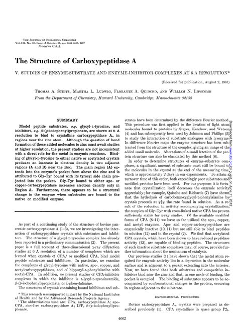 (PDF) The Structure of Carboxypeptidase A