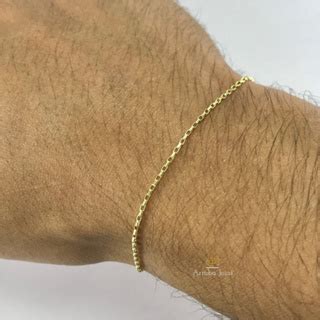 Pulseira Masculina Fina Tijolinho 1mm Banhada A Ouro 18k Shopee Brasil