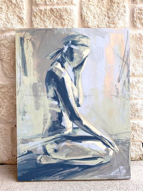 Nude Figure Figurative Art Print Reproduction Abstract Expressive Blue Green Figure Etsy