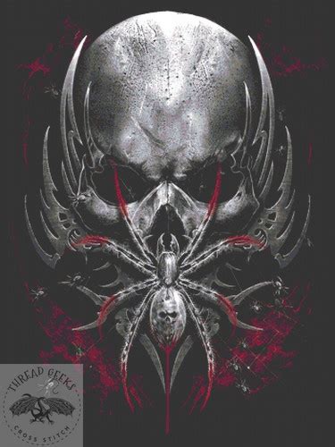 Spider Skull Counted Cross Stitch Chart Spiral Direct Thread Geeks