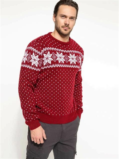 Ashoreshop Man White Snowflake Pattern Winter Pullover Men Christmas R Ashore Shop Winter