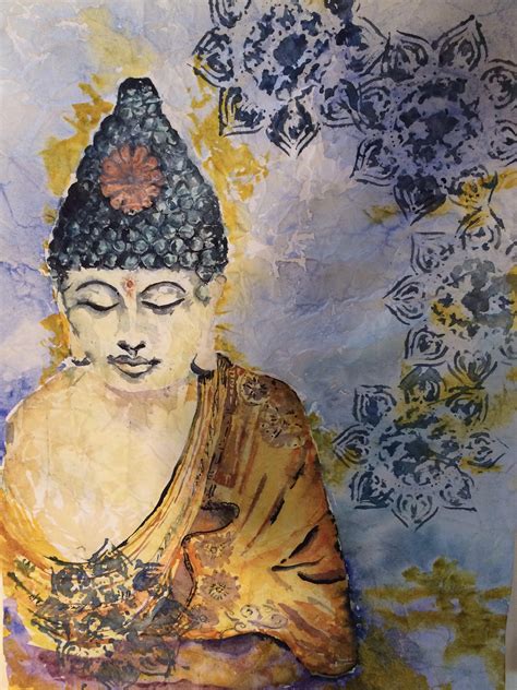 Meditating Buddha Watercolor Painting Textured Paper Mandala Etsy