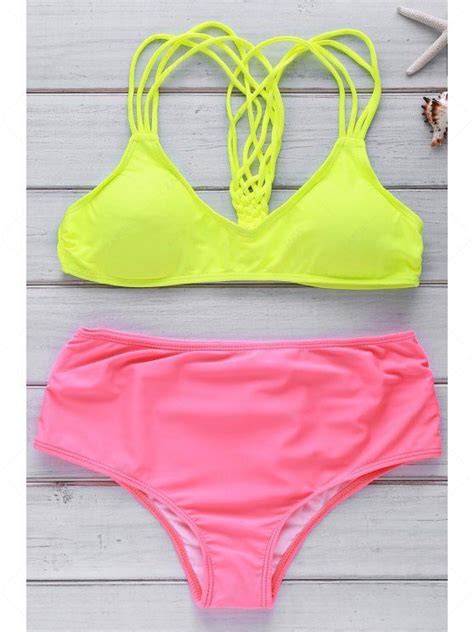 [18 Off] 2021 Beach Hit Color Cami Bikini Set In Yellow Zaful