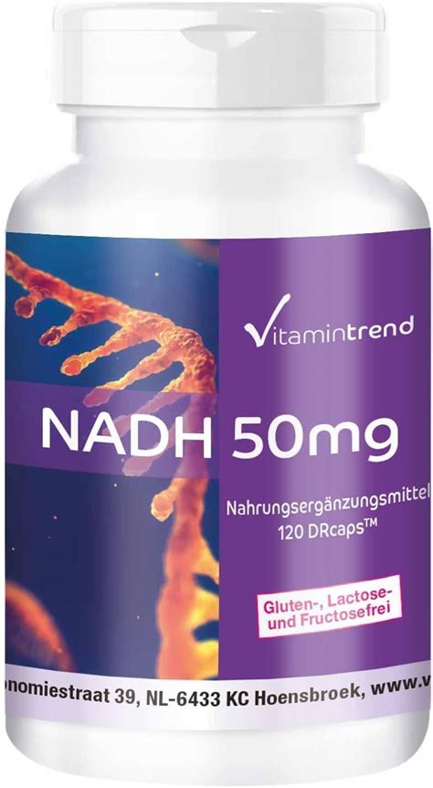 NADH 50mg - 120 vegane Kapseln - hochdosiert - mit zeitverzögerter ...