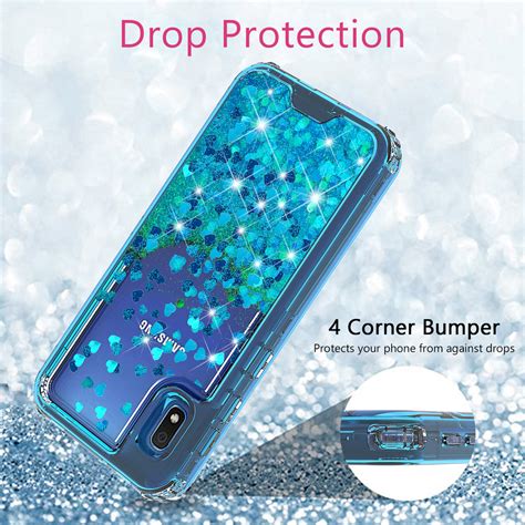 Samsung Galaxy A10e Case Hard Clear Glitter Sparkle Flowing Liquid Hea Spy Phone Cases And