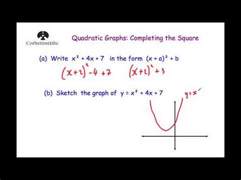 Quadratic Graphs Completing The Square Corbettmaths