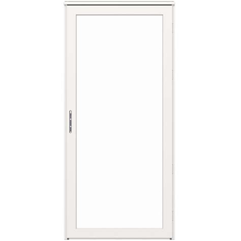 Larson Platinum 36 In X 81 In White Linen Aluminum Left Hand Outswingright Hinge Storm Door