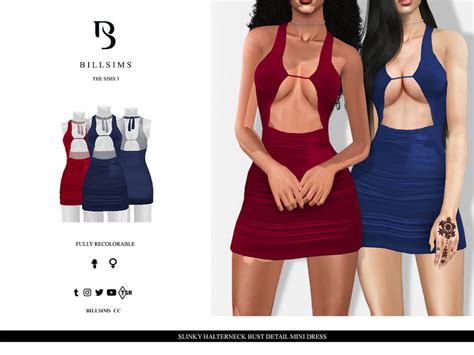 The Sims Resource Slinky Halterneck Bust Detail Mini Dress