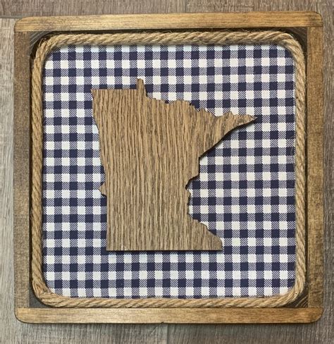 Wood Minnesota Plaid Buffalo Plaid Wood Mn Cutout Twine Etsy