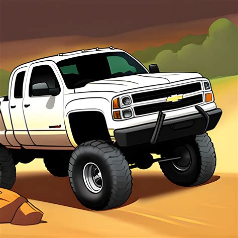 Chevy Truck 4x4 Lifted Cartoon Arthub Ai