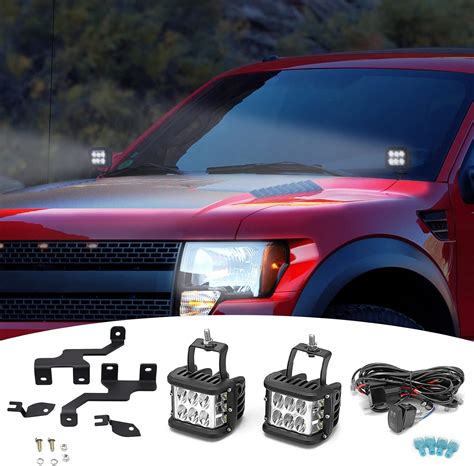 Weisen Upper Hood Hinge Ditch Led Light Mount Brackets And 2 Pcs Led Side Shot Cube