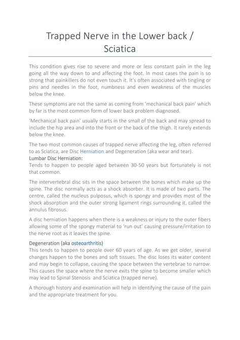 PPT - Trapped Nerve in the Lower back / Sciatica PowerPoint