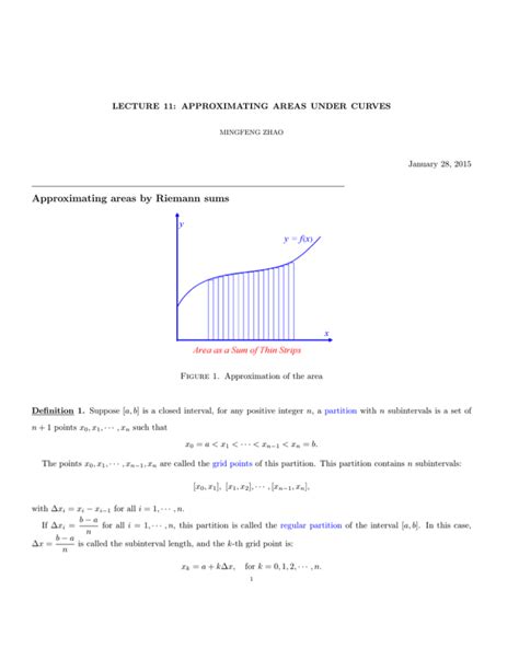 Approximating Areas By Riemann Sums