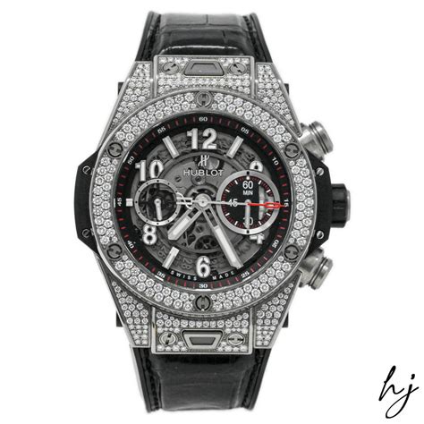 Hublot Men S Iced Out Big Bang Unico Titanium 45mm Skeleton Arabic Dia Happy Jewelers