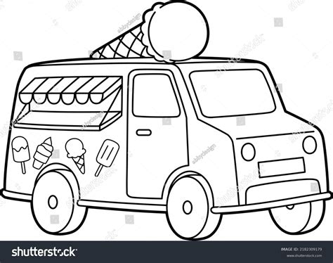 Ice Cream Truck Vehicle Coloring Page Stock Vector Royalty Free 2182309179 Shutterstock