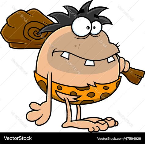 Toothy caveman cartoon character Royalty Free Vector Image