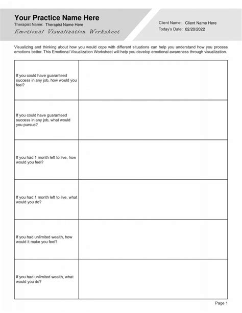 Eft Emotional Visualization Worksheet Editable Fillable Printable