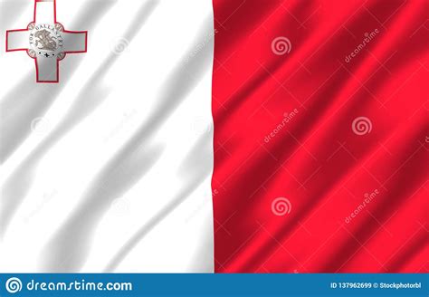 Malta Realistic Flag Illustration Stock Illustration Illustration Of