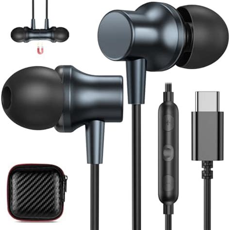 Usb C Headphonecooya Type C Earphones Wired Earbuds Magnetic Bass Noise Canceling