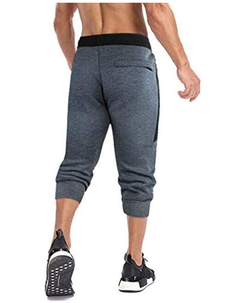 Buy Magnivit Men S Jogger Capri Pants Workout Gym Below Knee Shorts