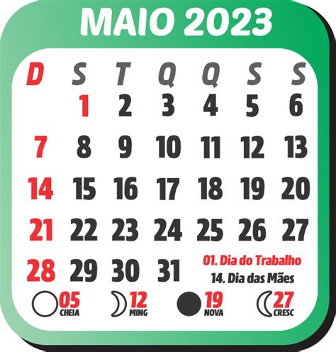 Maio 2023 Calendário Imagem Legal