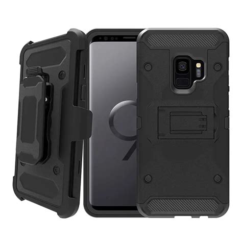 For Samsung Galaxy S9 S9 Plus Heavy Duty Shockproof Hybrid Tank Armor Case With Kickstand Belt