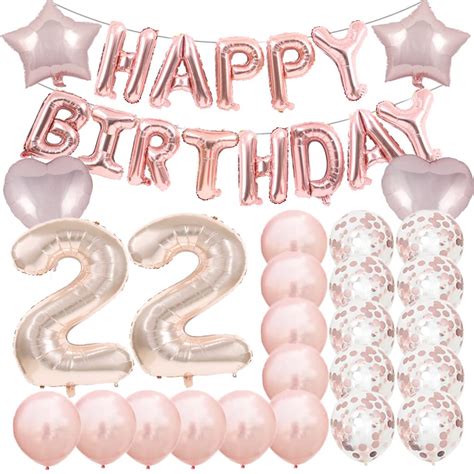 Sweet 22th Birthday Decorations Party Suppliesrose Gold Number 22