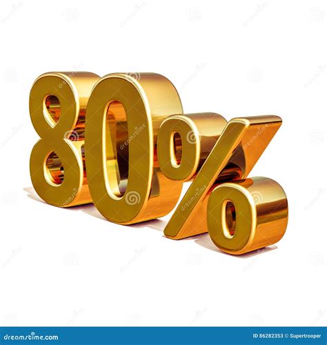 3d Gold 80 Eighty Percent Discount Sign Stock Illustration