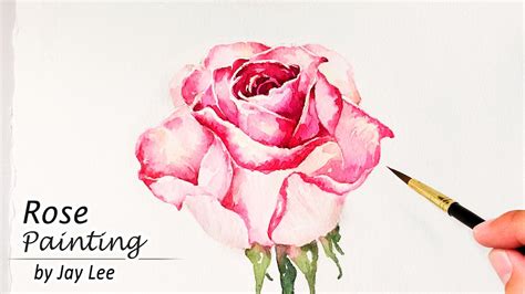 How To Paint A Rose In Watercolor Painting Flowers Tutorial Youtube