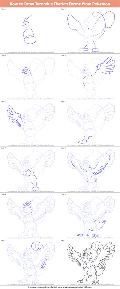 How To Draw Tornadus Therian Forme From Pokemon Pokemon Step By Step