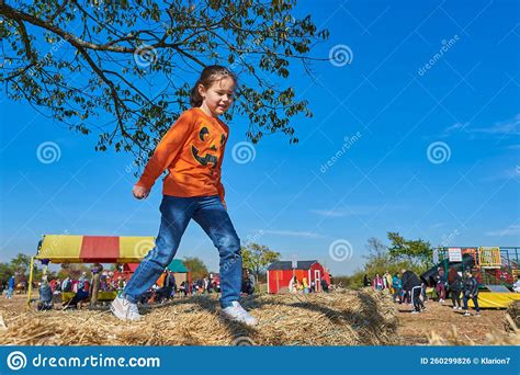 Kids Playing At A Farm Fair On Halloween Stock Photo Image Of Cute