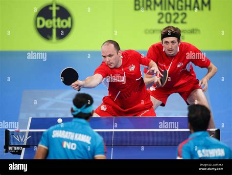 Englands Paul Drinkhall And Liam Pitchford Compete During Their Table