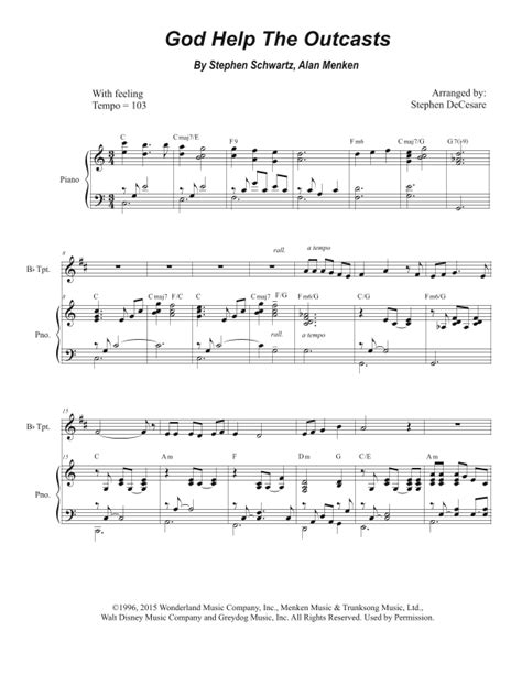 God Help The Outcasts Arr Stephen DeCesare By Bette Midler Sheet