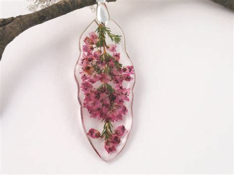 Real Flowers Jewelry Pressed Flower Necklace Encased In Etsy Real Flower Jewelry Pressed